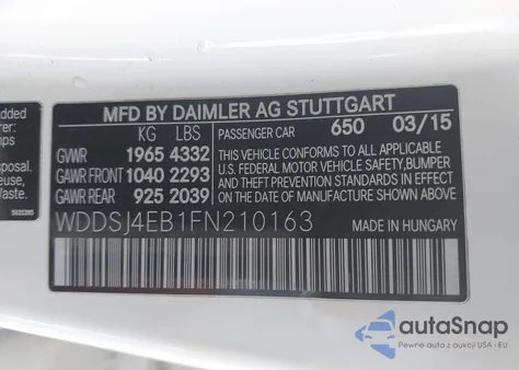 2015 Mercedes-Benz Cla 250 из США, поврежденный, VIN WDDSJ4EB1FN210163